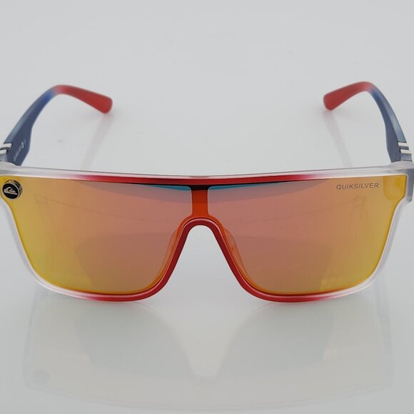 Quiksilver Shield Sunglasses USA Red White Blue Frame Orange Mirror Lens NEW - Picture 4 of 12